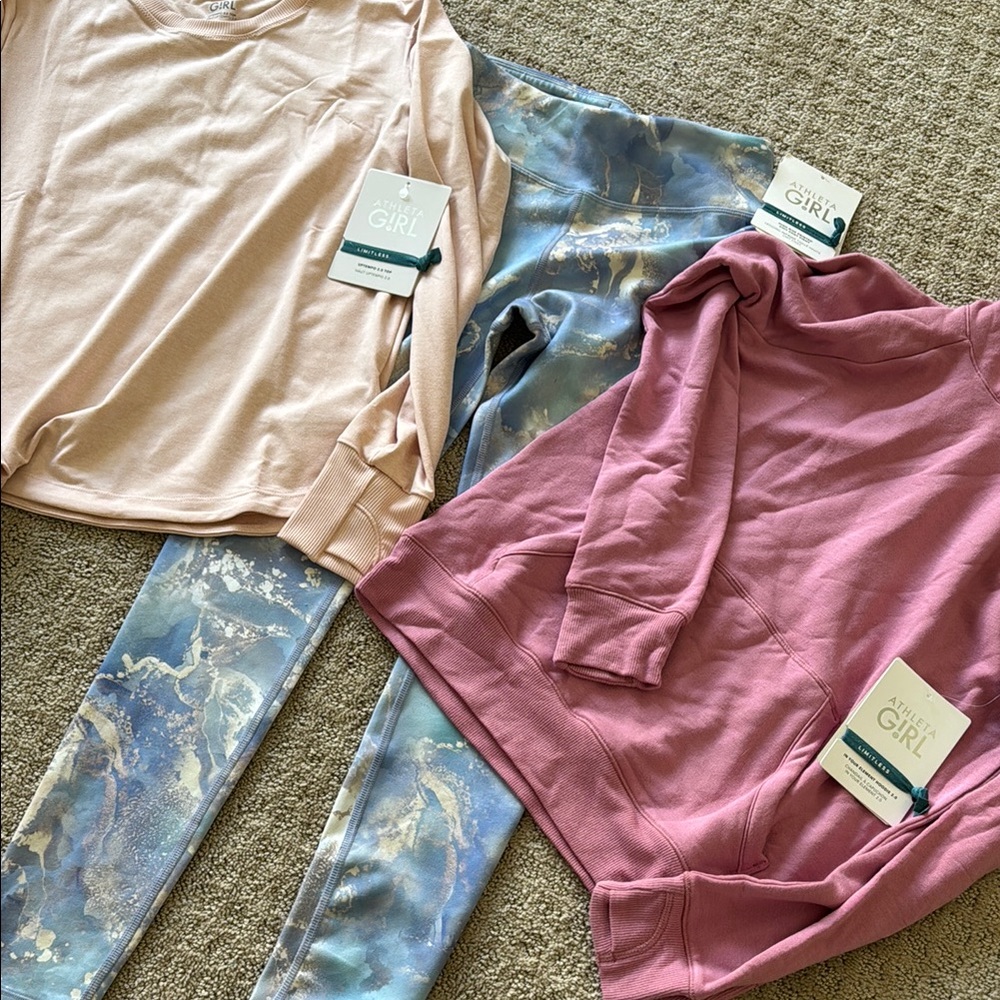 Athletic Girl Pink Hoodie with Blue Leggings